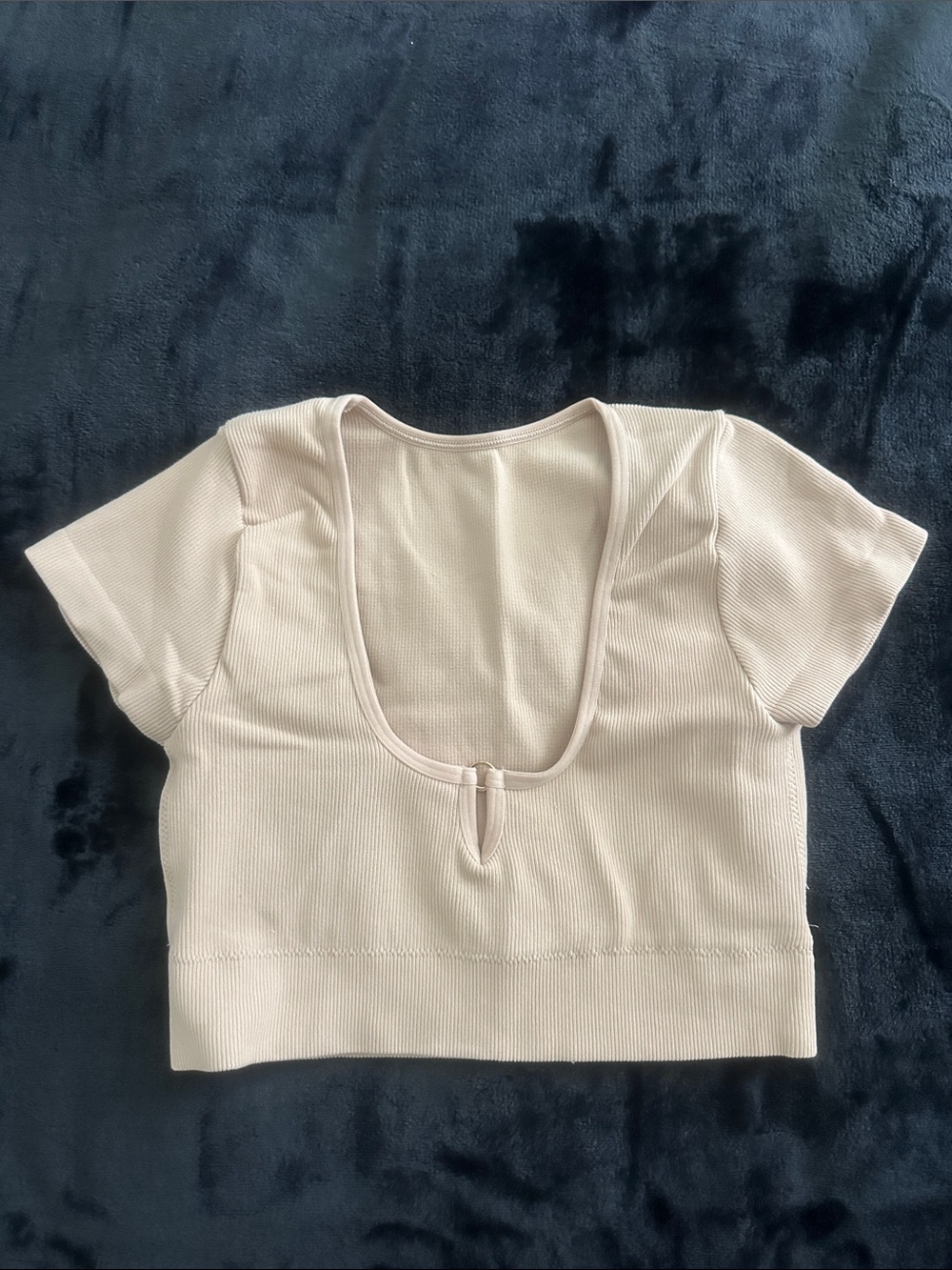 NWOT aerie Cream Ribbed Scoop-Neck Crop Top